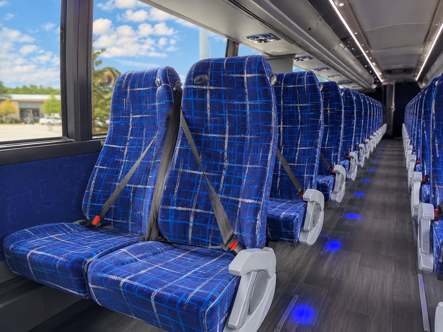redding charter bus rental interior